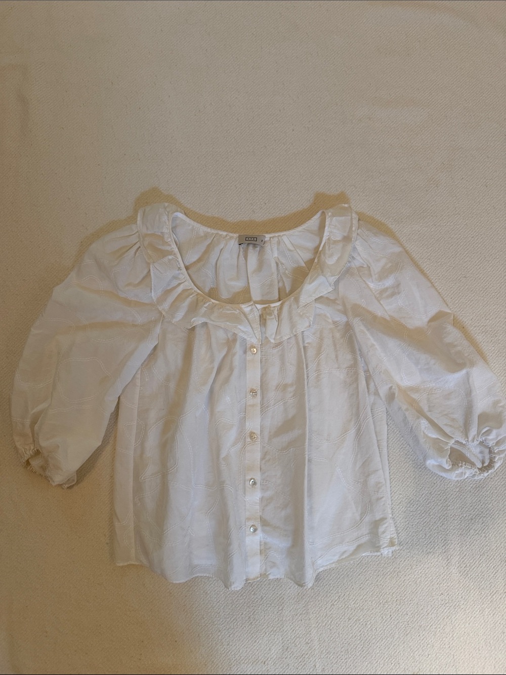 AYR White Ruffle Neck Button-Front Blouse